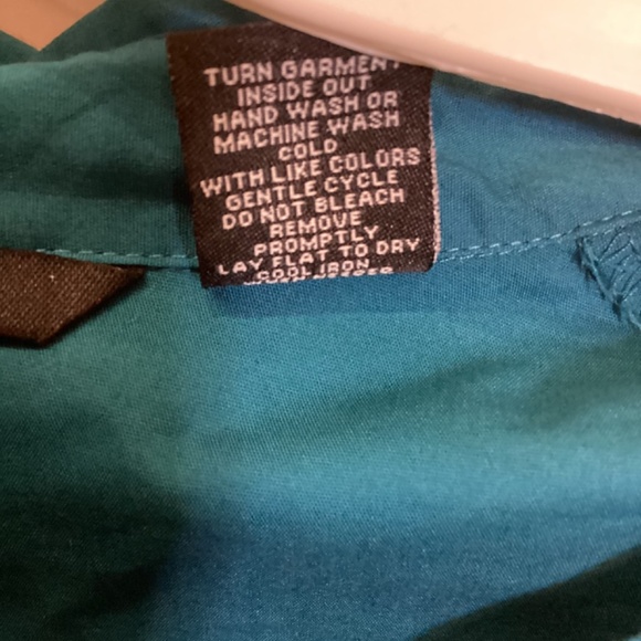 Zac & Rachel Top Womens Large Turquoise Button Front Shirt Stretch Cotton Blend - Picture 8 of 10